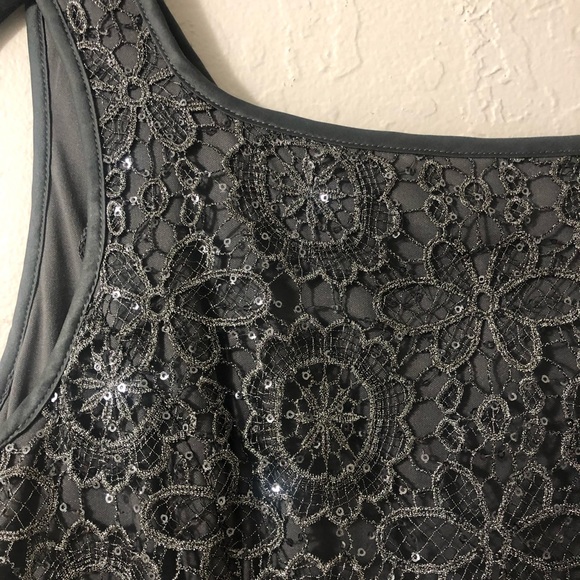 Adrianna Papell Metallic Lace with Sequins - Picture 4 of 10